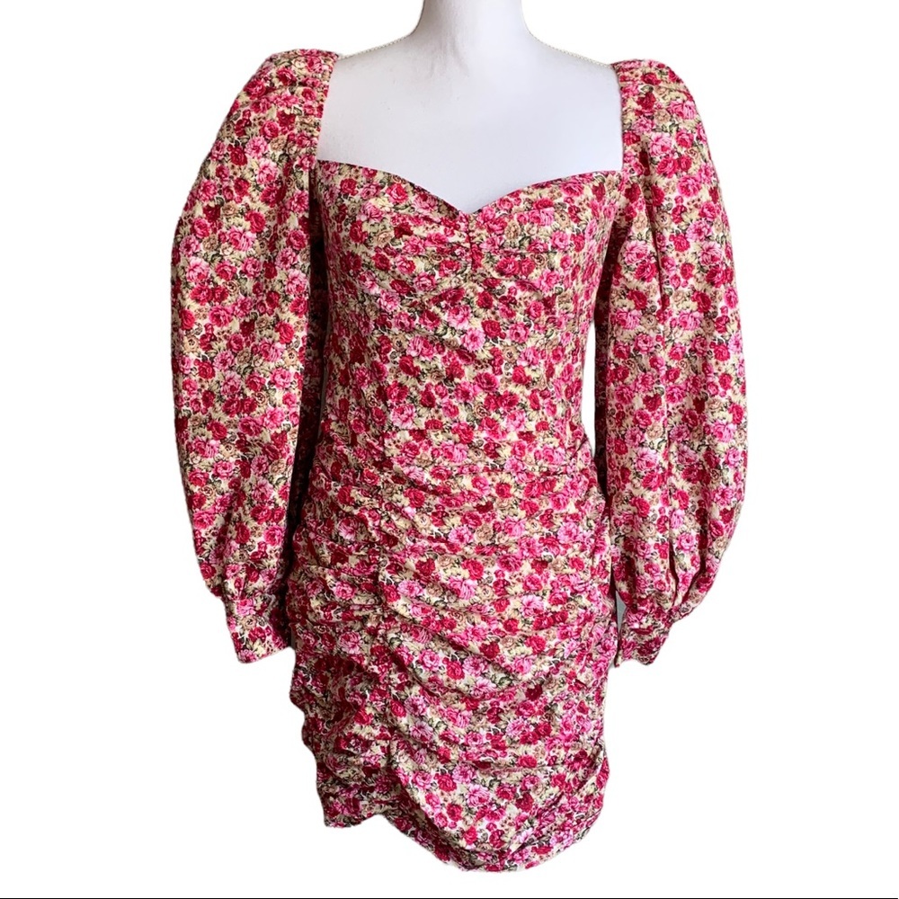 Nasty Gal Floral Balloon Long Sleeve dress Size 4